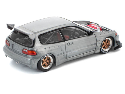 Pandem Civic EG6 RHD (Right Hand Drive) Raw Metal with No Hood 1/64 Diecast Model Car
