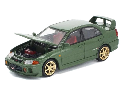 Mitsubishi Lancer Evolution IV RHD (Right Hand Drive) Green with Red Interior and Gold Wheels "Enigma Exclusive Edition" 1/64 Diecast Model Car