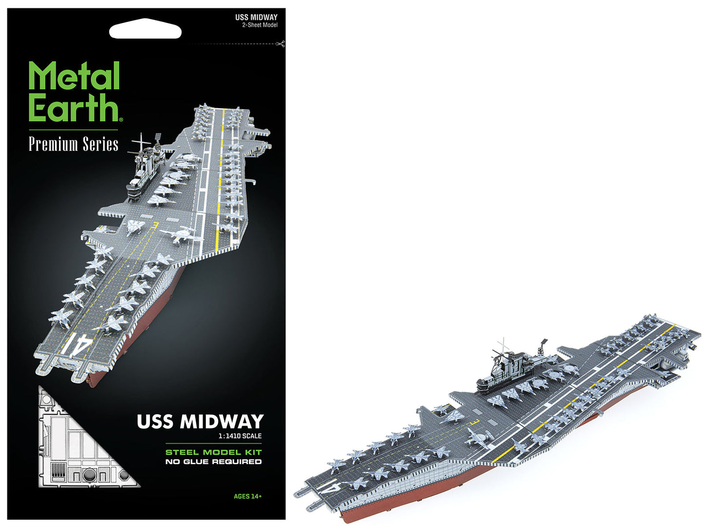 Model Kit USS Midway (CV-41) Aircraft Carrier (Challenging Difficulty) Steel Model