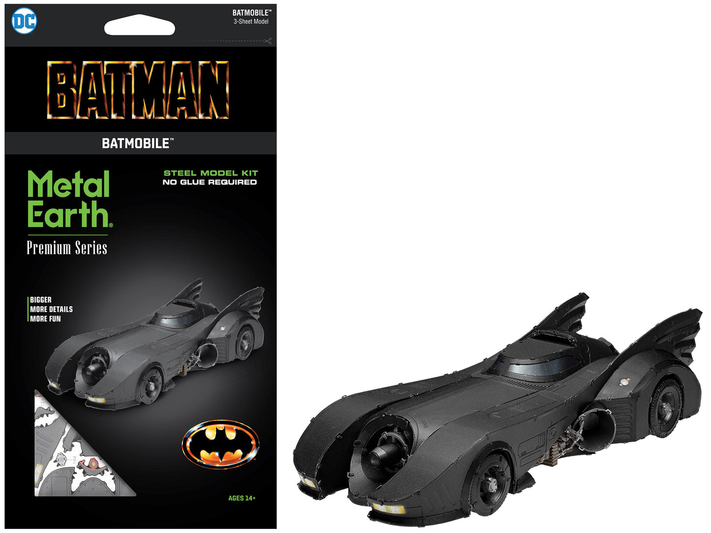 Model Kit 1989 Batmobile Black "Batman" (1989) Movie (Challenging Difficulty) Steel Model
