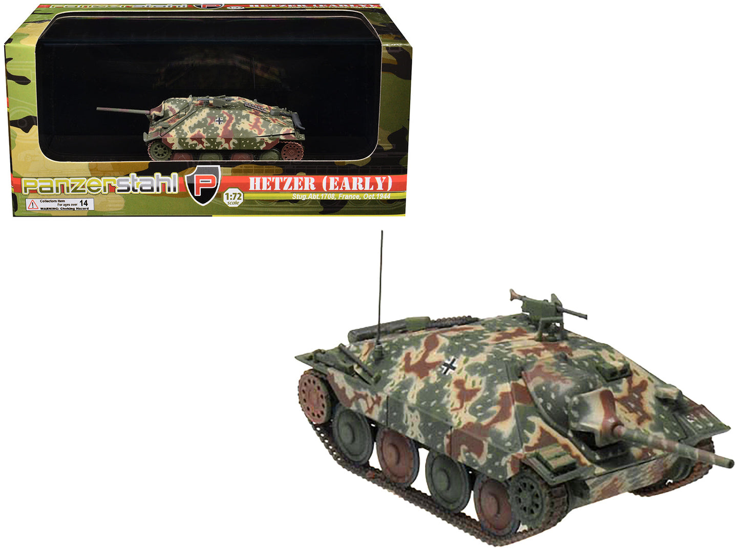 Hetzer (Early) Tank Destroyer "StuG.Abt 1708 France" (1944) German Army 1/72 Diecast Model