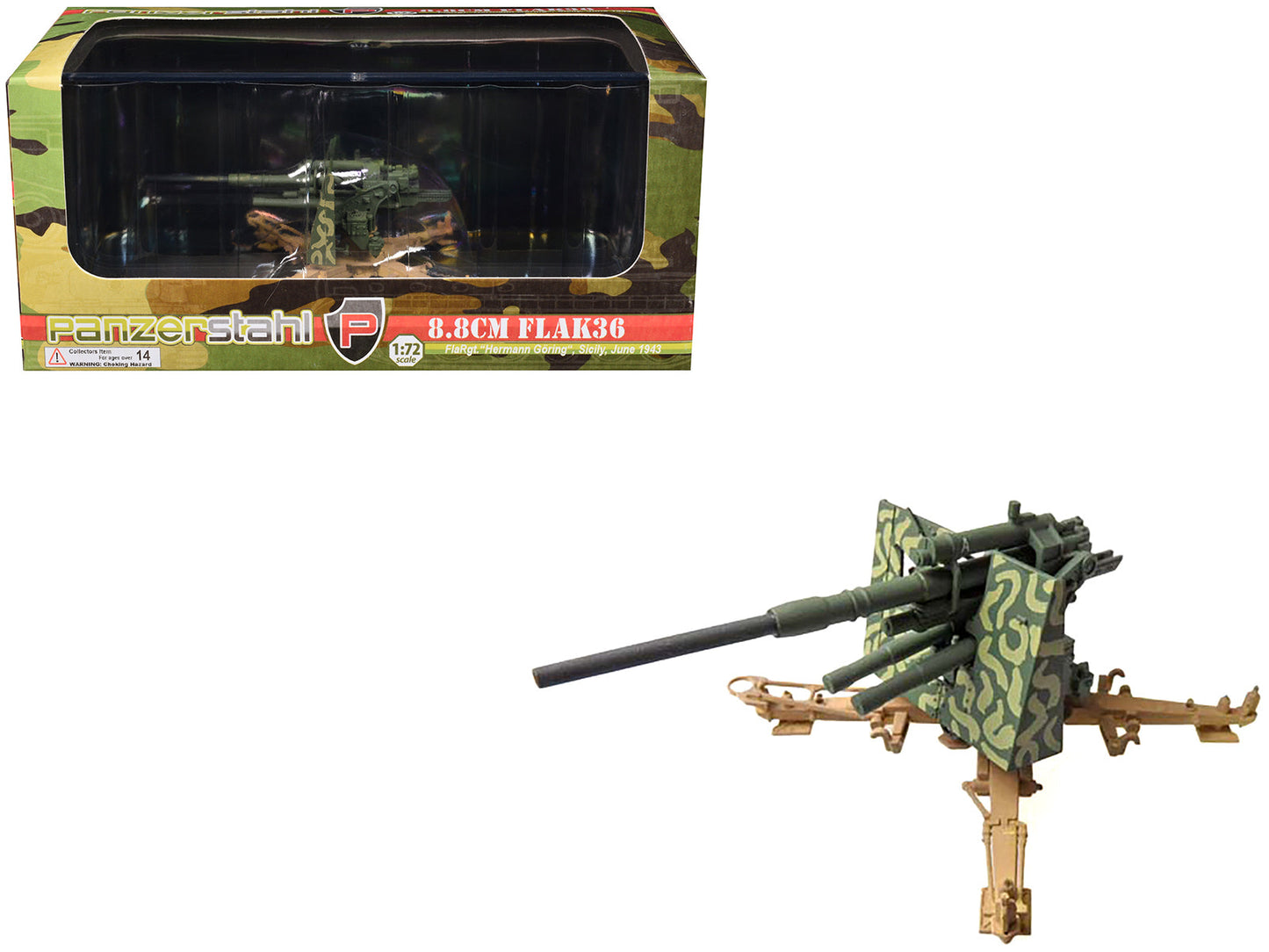 8.8cm Flak36 Gun "FlaRgt. Hermann Goring Sicily" (1943) German Army 1/72 Diecast Model