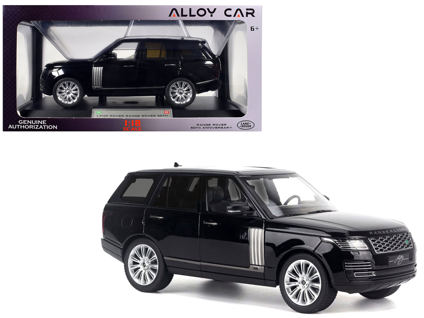 Land Rover Ranger Rover 50th Anniversary Black Metallic with Sunroof 1/18 Diecast Model Car