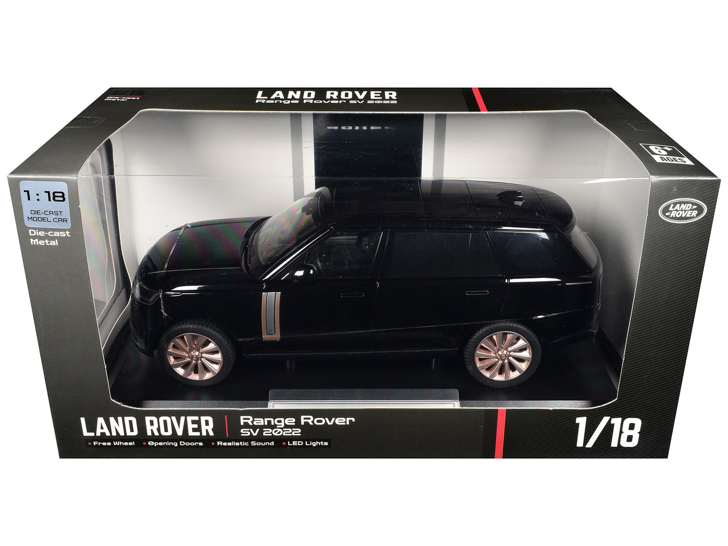 2022 Land Rover Range Rover SV Black Metallic with Moonroof 1/18 Diecast Model Car