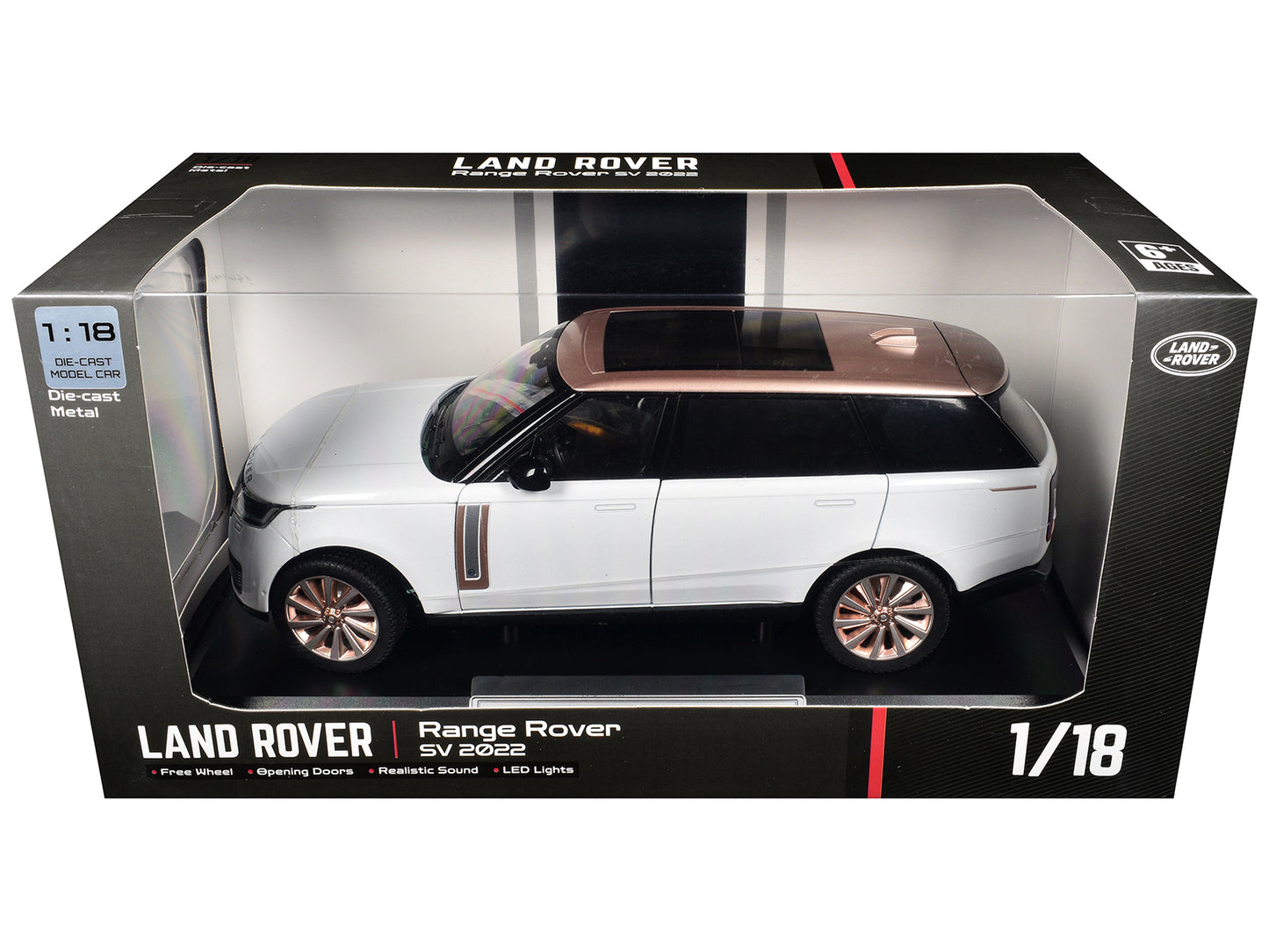 2022 Land Rover Range Rover SV White Metallic with Rose Gold Top and Moonroof 1/18 Diecast Model Car
