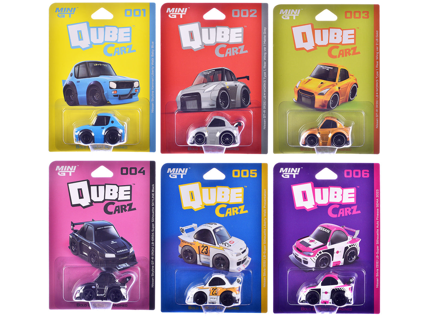 "QubeCarz" Series #1 Set of 6 pieces 1/64 Diecast Model Cars