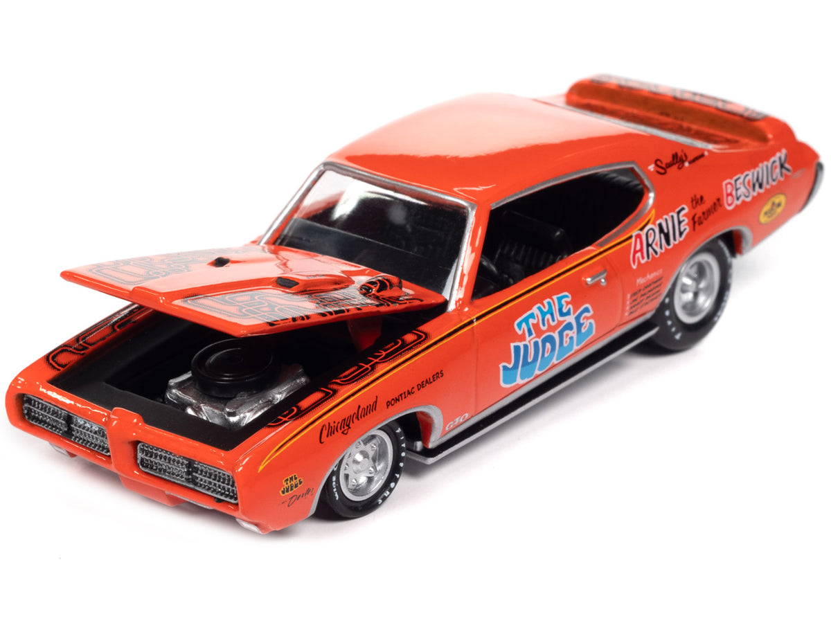 1969 Pontiac GTO Orange with Graphics "The Judge - Arnie 'The Farmer' Beswick" "Racing Champions Mint 2023" Release 1 Limited Edition to 2500 pieces Worldwide 1/64 Diecast Model Car
