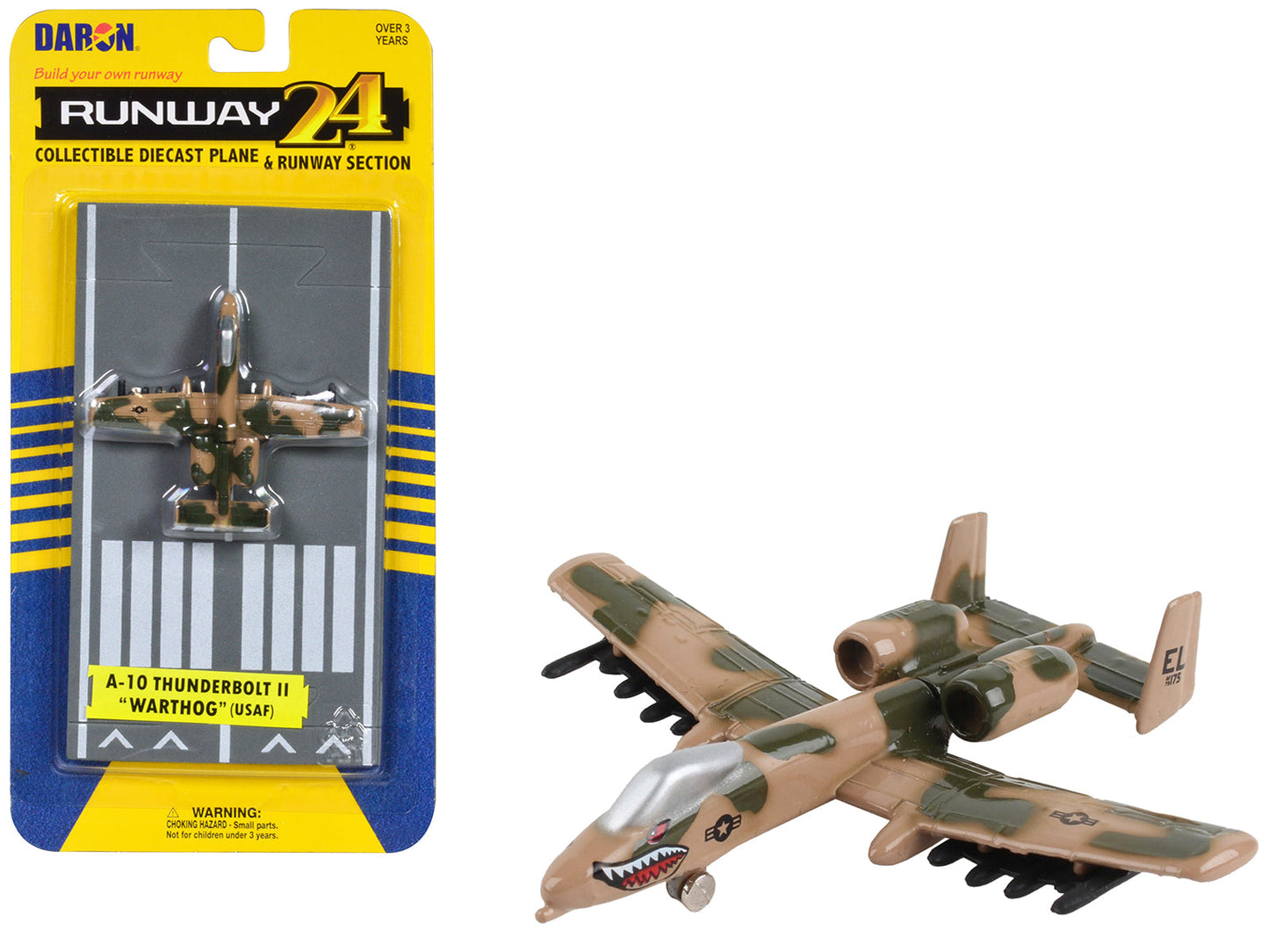 Fairchild Republic A-10 Thunderbolt II "Warthog" Attack Aircraft Camouflage "United States Air Force" with Runway Section Diecast Model Airplane