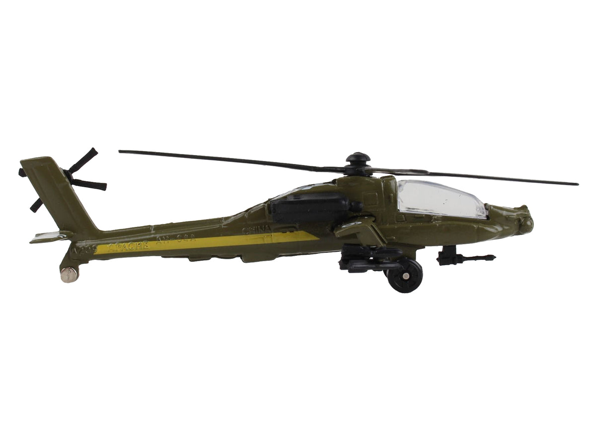 Boeing AH-64 Apache Helicopter Olive Drab "United States Army" with Runway Section Diecast Model