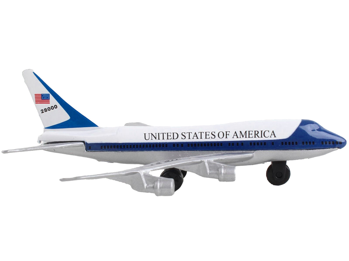 Boeing VC-25 Aircraft White and Blue "United States Air Force One" with Runway Section Diecast Model Airplane