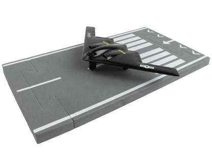 Northrop Grumman B-2 Spirit Stealth Aircraft Black "United States Air Force" with Runway Section Diecast Model Airplane