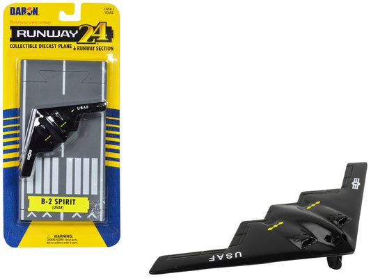 Northrop Grumman B-2 Spirit Stealth Aircraft Black "United States Air Force" with Runway Section Diecast Model Airplane