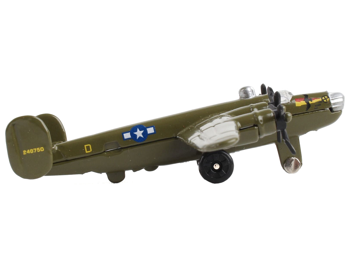 Consolidated B-24 Liberator Bomber Aircraft Olive Drab "United States Army Air Force" with Runway Section Diecast Model Airplane