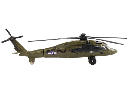 Sikorsky UH-60 Black Hawk Helicopter Olive Drab "United States Army" with Runway Section Diecast Model