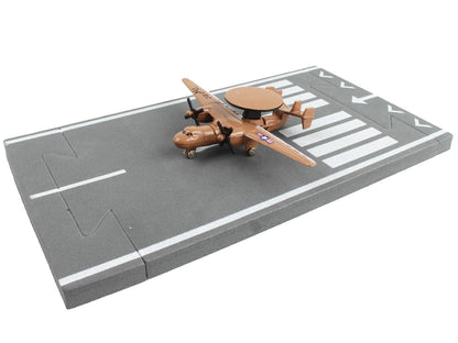 Northrop Grumman E-2C Hawkeye Aircraft Tan "United States Navy" with Runway Section Diecast Model Airplane