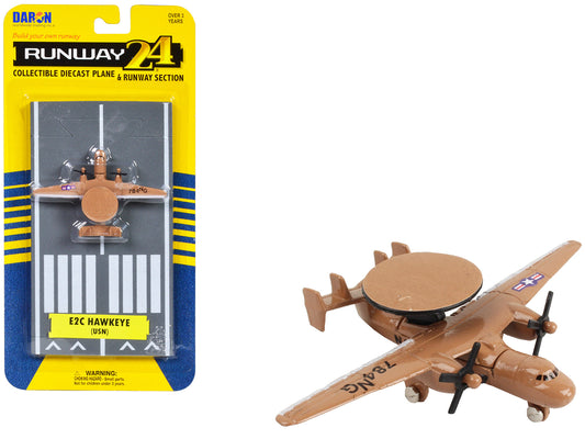 Northrop Grumman E-2C Hawkeye Aircraft Tan "United States Navy" with Runway Section Diecast Model Airplane