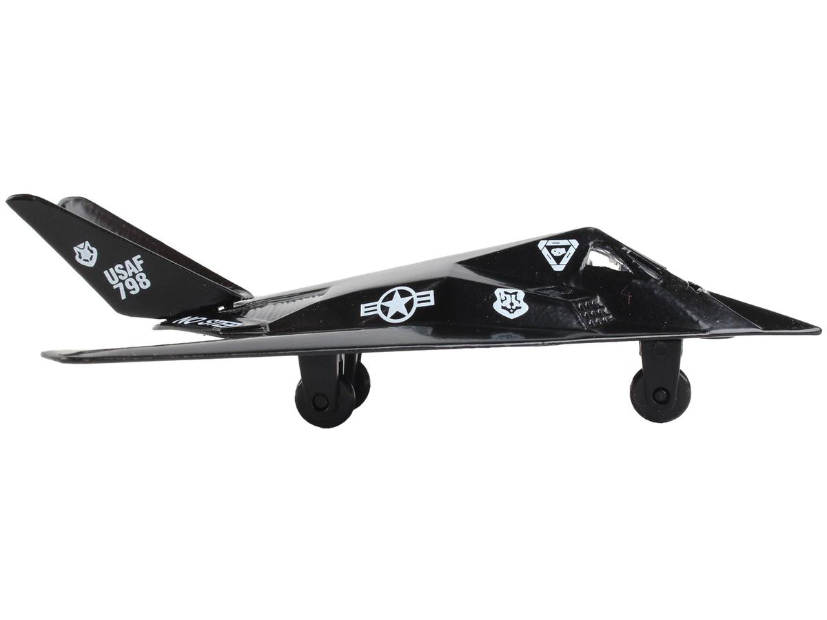 Lockheed F-117 Nighthawk Stealth Aircraft Black "United States Air Force" with Runway Section Diecast Model Airplane