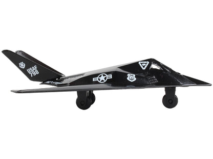 Lockheed F-117 Nighthawk Stealth Aircraft Black "United States Air Force" with Runway Section Diecast Model Airplane