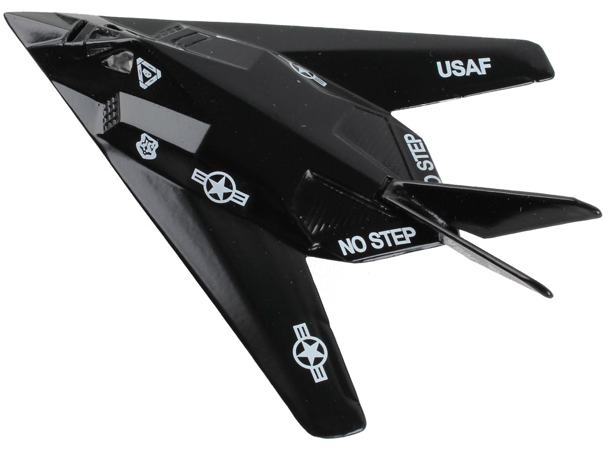Lockheed F-117 Nighthawk Stealth Aircraft Black "United States Air Force" with Runway Section Diecast Model Airplane