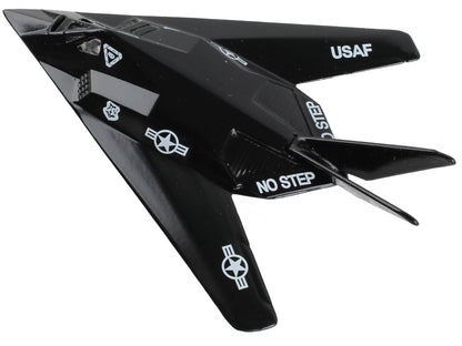 Lockheed F-117 Nighthawk Stealth Aircraft Black "United States Air Force" with Runway Section Diecast Model Airplane