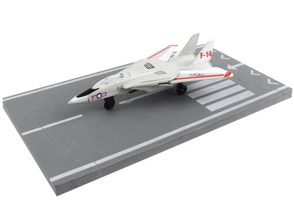 Grumman F-14 Tomcat Fighter Aircraft Gray with Red Stripes "United States Navy Test Aircraft" with Runway Section Diecast Model Airplane
