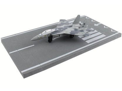 McDonnell Douglas F-15 Eagle Fighter Aircraft Gray Camouflage "United States Air Force" with Runway Section Diecast Model Airplane