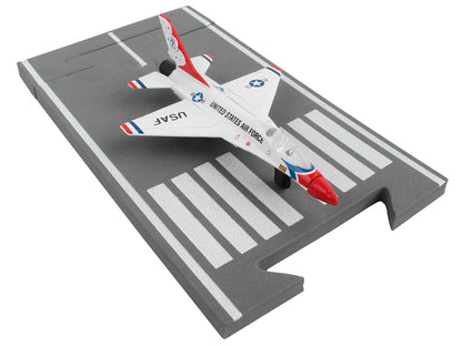 General Dynamics F-16 Fighting Falcon Fighter Aircraft White "United States Air Force Thunderbirds" with Runway Section Diecast Model Airplane