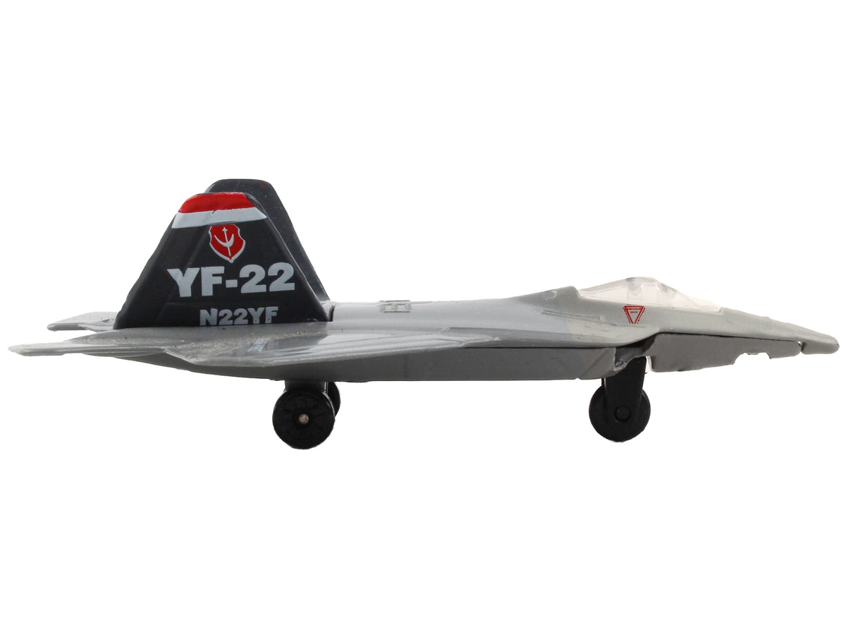 Lockheed Martin F-22 Raptor Stealth Aircraft Gray "United States Air Force YF-22" with Runway Section Diecast Model Airplane