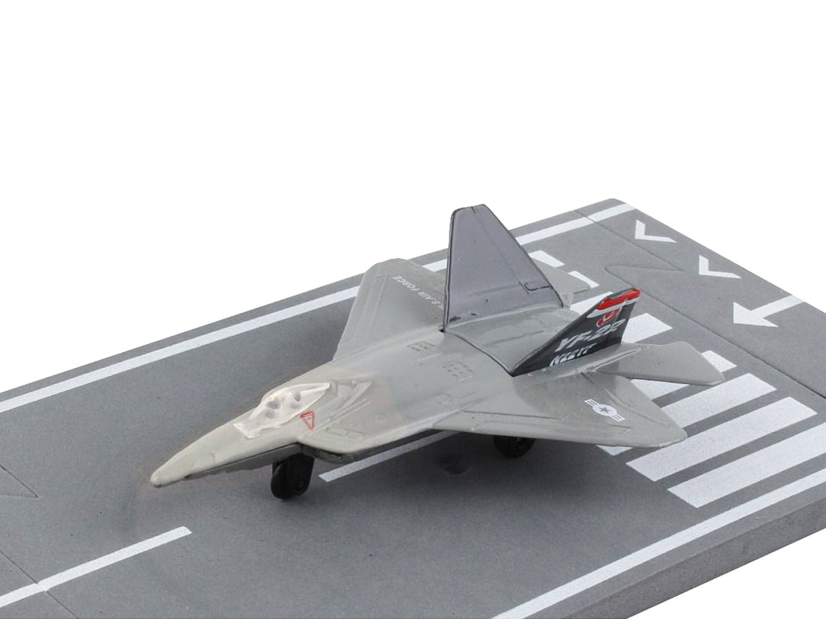 Lockheed Martin F-22 Raptor Stealth Aircraft Gray "United States Air Force YF-22" with Runway Section Diecast Model Airplane