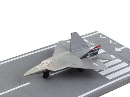 Lockheed Martin F-22 Raptor Stealth Aircraft Gray "United States Air Force YF-22" with Runway Section Diecast Model Airplane