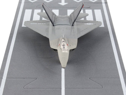 Lockheed Martin F-22 Raptor Stealth Aircraft Gray "United States Air Force YF-22" with Runway Section Diecast Model Airplane