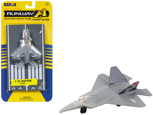 Lockheed Martin F-22 Raptor Stealth Aircraft Gray "United States Air Force YF-22" with Runway Section Diecast Model Airplane