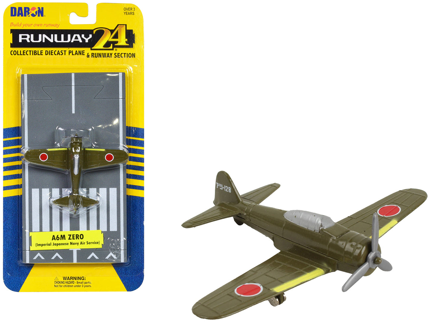 Mitsubishi A6M Zero Fighter Aircraft Green "Imperial Japanese Navy Air Service" with Runway Section Diecast Model Airplane
