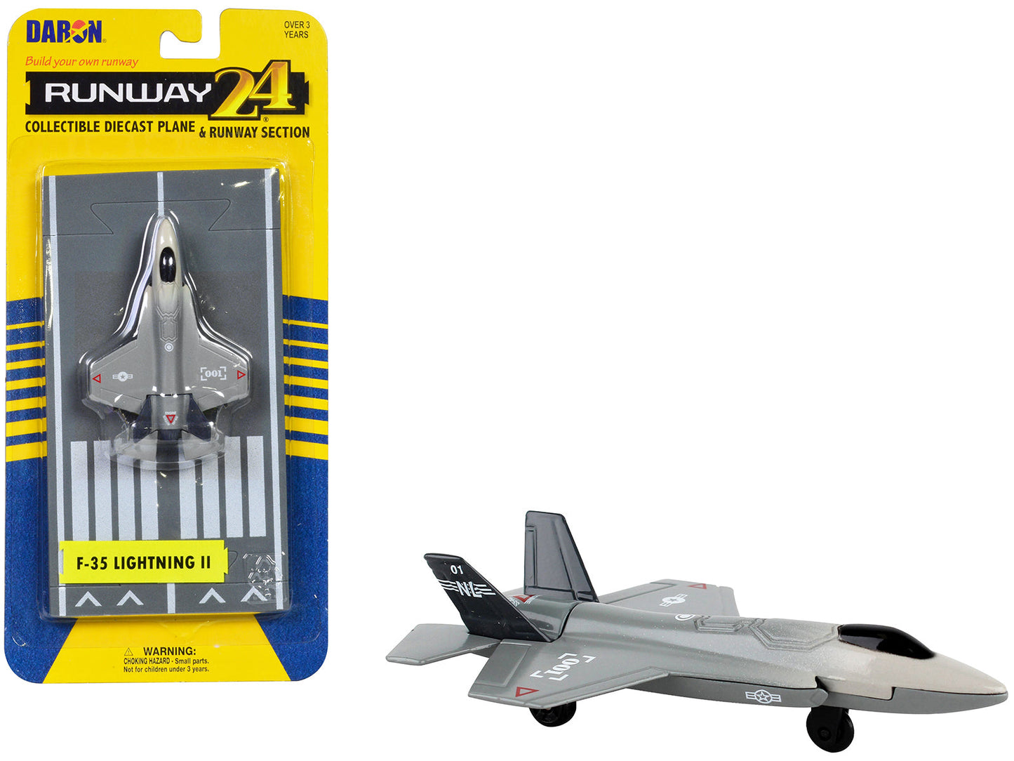 Lockheed Martin F-35 Lightning II Aircraft Gray "Joint Strike Fighter" with Runway Section Diecast Model Airplane