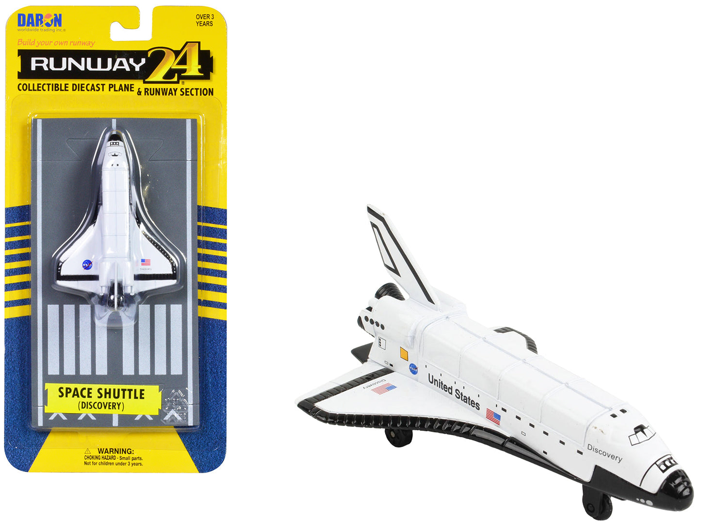 NASA "Discovery" Space Shuttle White "United States" with Runway Section Diecast Model Airplane