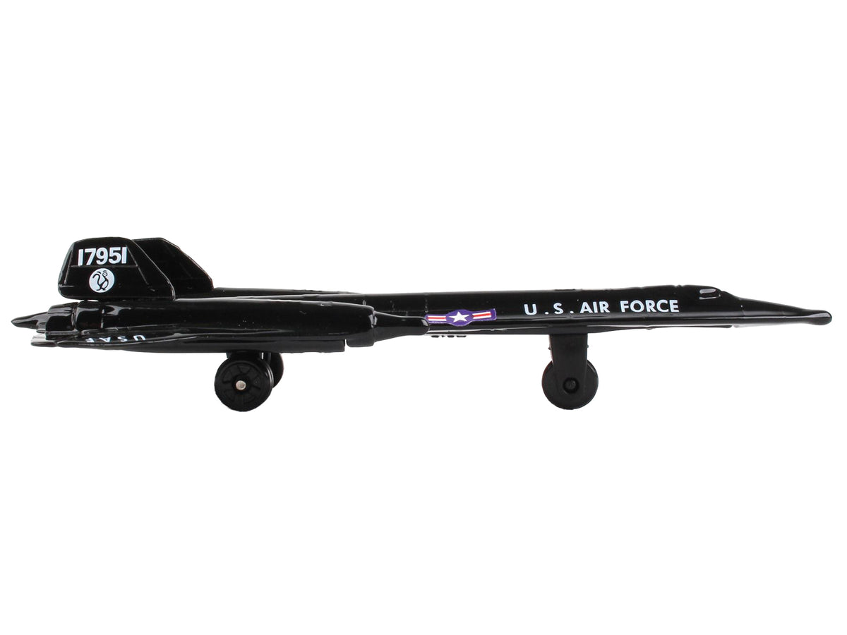 Lockheed SR-71 Blackbird Aircraft Black "United States Air Force" with Runway Section Diecast Model Airplane