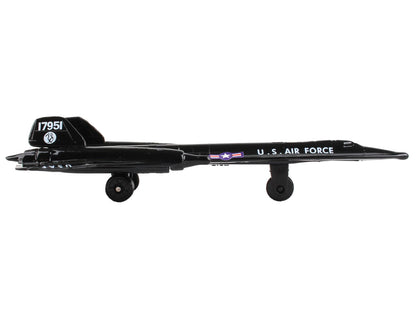 Lockheed SR-71 Blackbird Aircraft Black "United States Air Force" with Runway Section Diecast Model Airplane