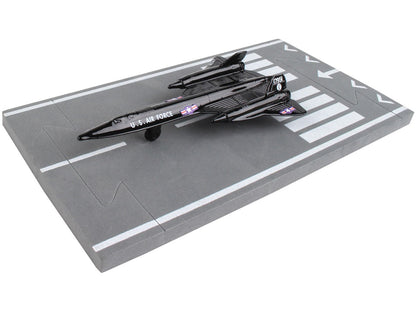 Lockheed SR-71 Blackbird Aircraft Black "United States Air Force" with Runway Section Diecast Model Airplane