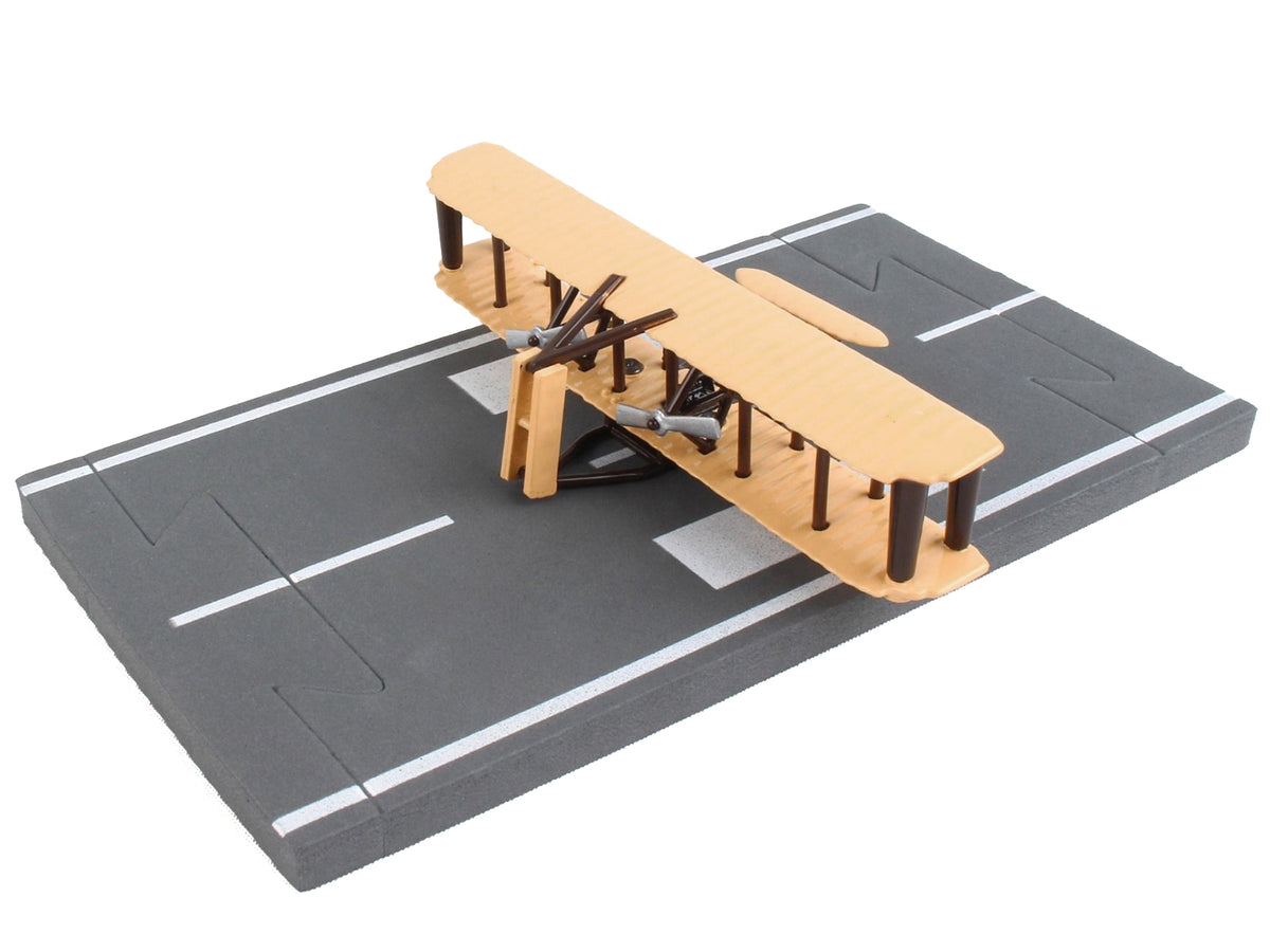 Wright Flyer Biplane Aircraft Beige with Runway Section Diecast Model Airplane