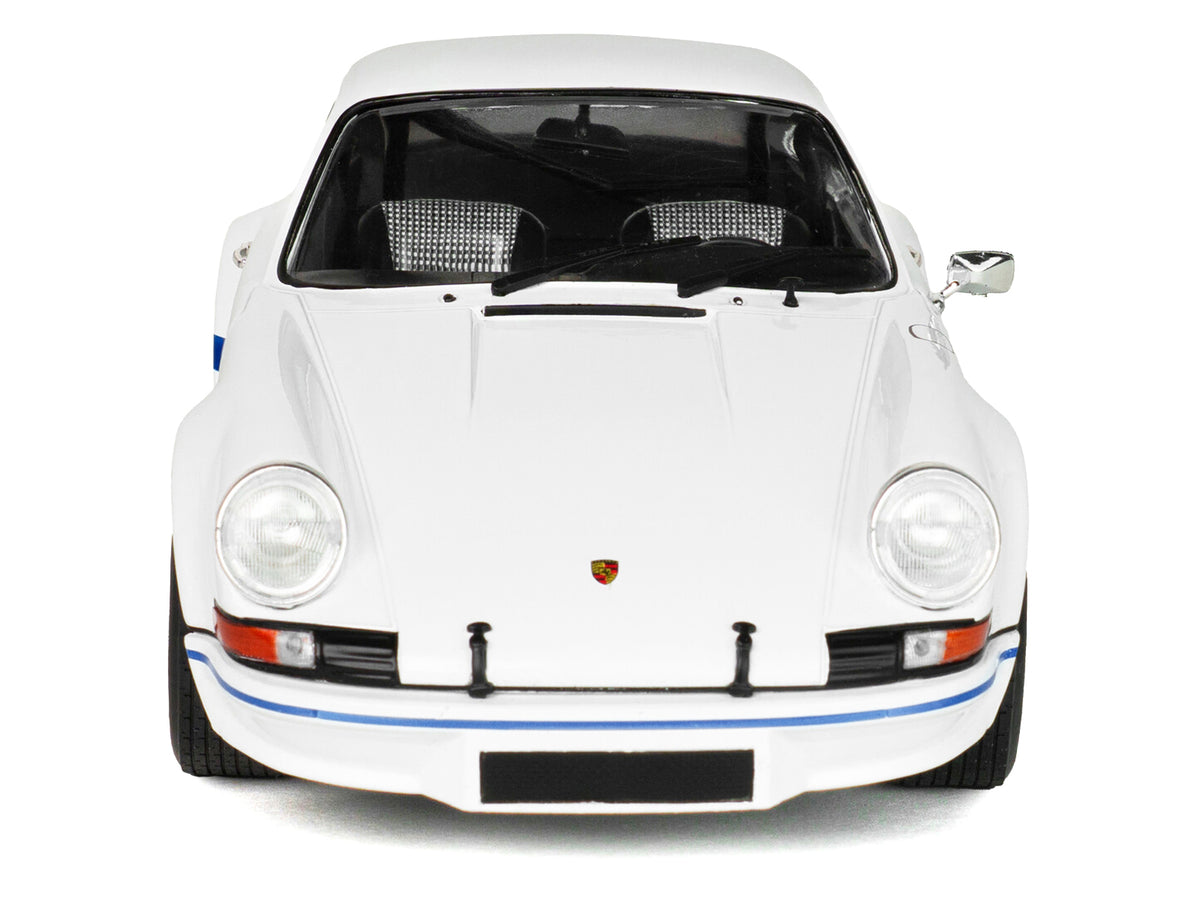 1973 Porsche 911 RSR Carrera White with Blue Stripes 1/18 Diecast Model Car