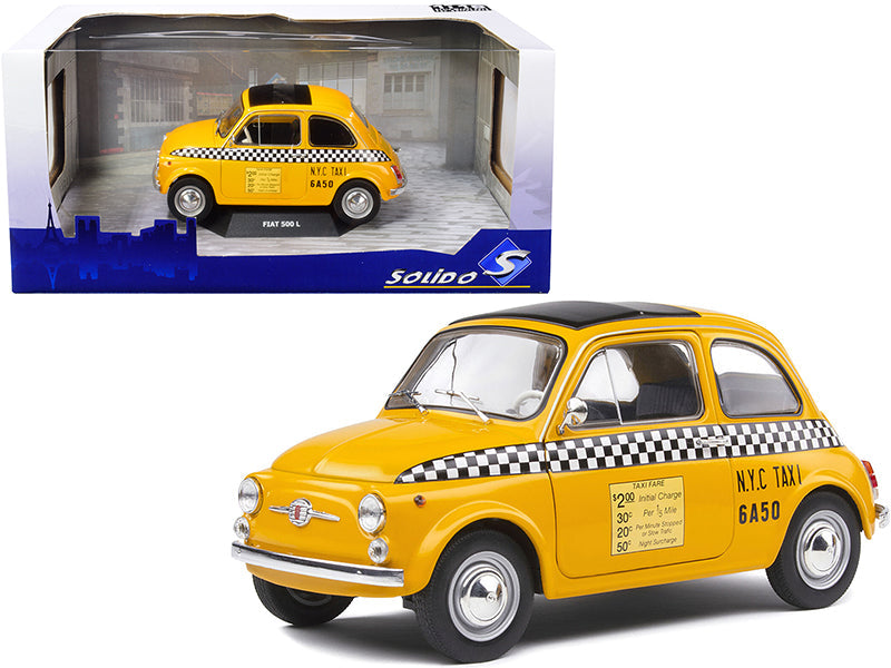 1965 Fiat 500 L "NYC Taxi" New York City Yellow 1/18 Diecast Model Car