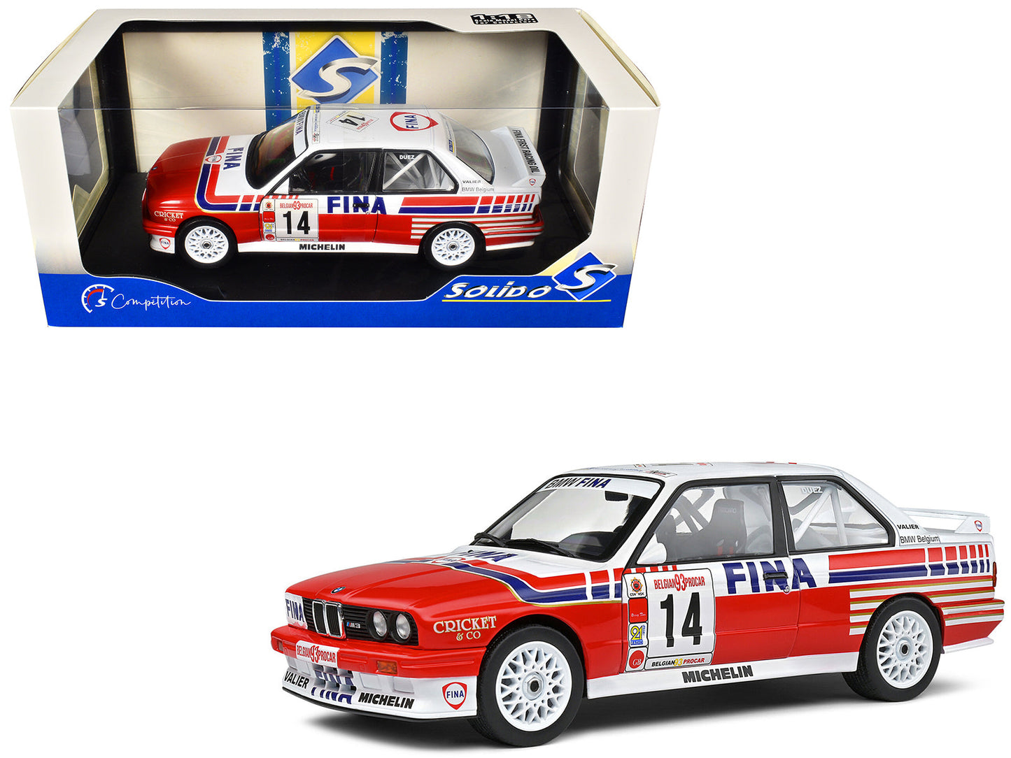 BMW E30 M3 #14 Marc Duez "Belgian Procar Championship" (1993) "Competition" Series 1/18 Diecast Model Car