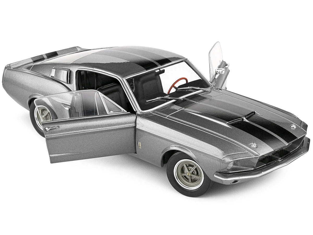 1967 Shelby GT500 Gray Metallic with Black Stripes 1/18 Diecast Model Car