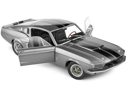 1967 Shelby GT500 Gray Metallic with Black Stripes 1/18 Diecast Model Car