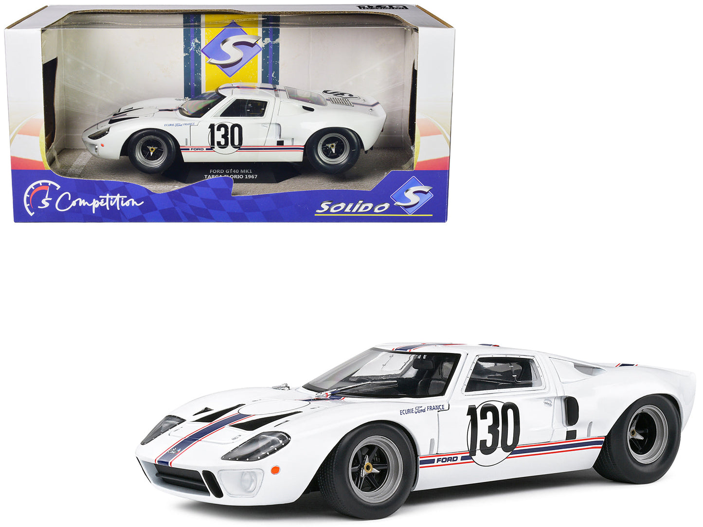 Ford GT40 MK1 #130 Henri Greder - Jean-Michel Giorgi "Targa Florio" (1967) "Competition" Series 1/18 Diecast Model Car