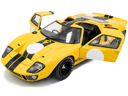 1968 Ford GT40 MK1 Yellow with Black Stripes "Competition" Series 1/18 Diecast Model Car
