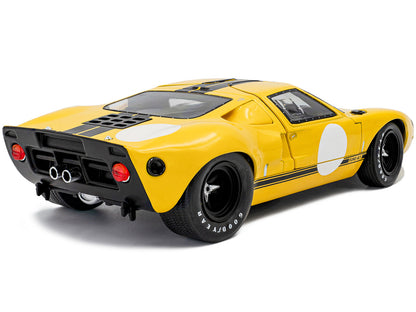 1968 Ford GT40 MK1 Yellow with Black Stripes "Competition" Series 1/18 Diecast Model Car