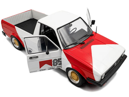 1983 Volkswagen Caddy MK 1 Pickup Truck "Red Cowboy Racing Tribute" White and Red 1/18 Diecast Model Car