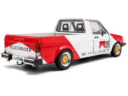 1983 Volkswagen Caddy MK 1 Pickup Truck "Red Cowboy Racing Tribute" White and Red 1/18 Diecast Model Car