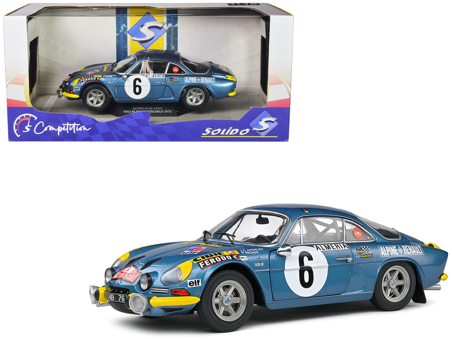 Alpine A110 1600S #6 Jean-Claude Andruet - Pierre Pagani "Rallye Montecarlo" (1972) "Competition" Series 1/18 Diecast Model Car